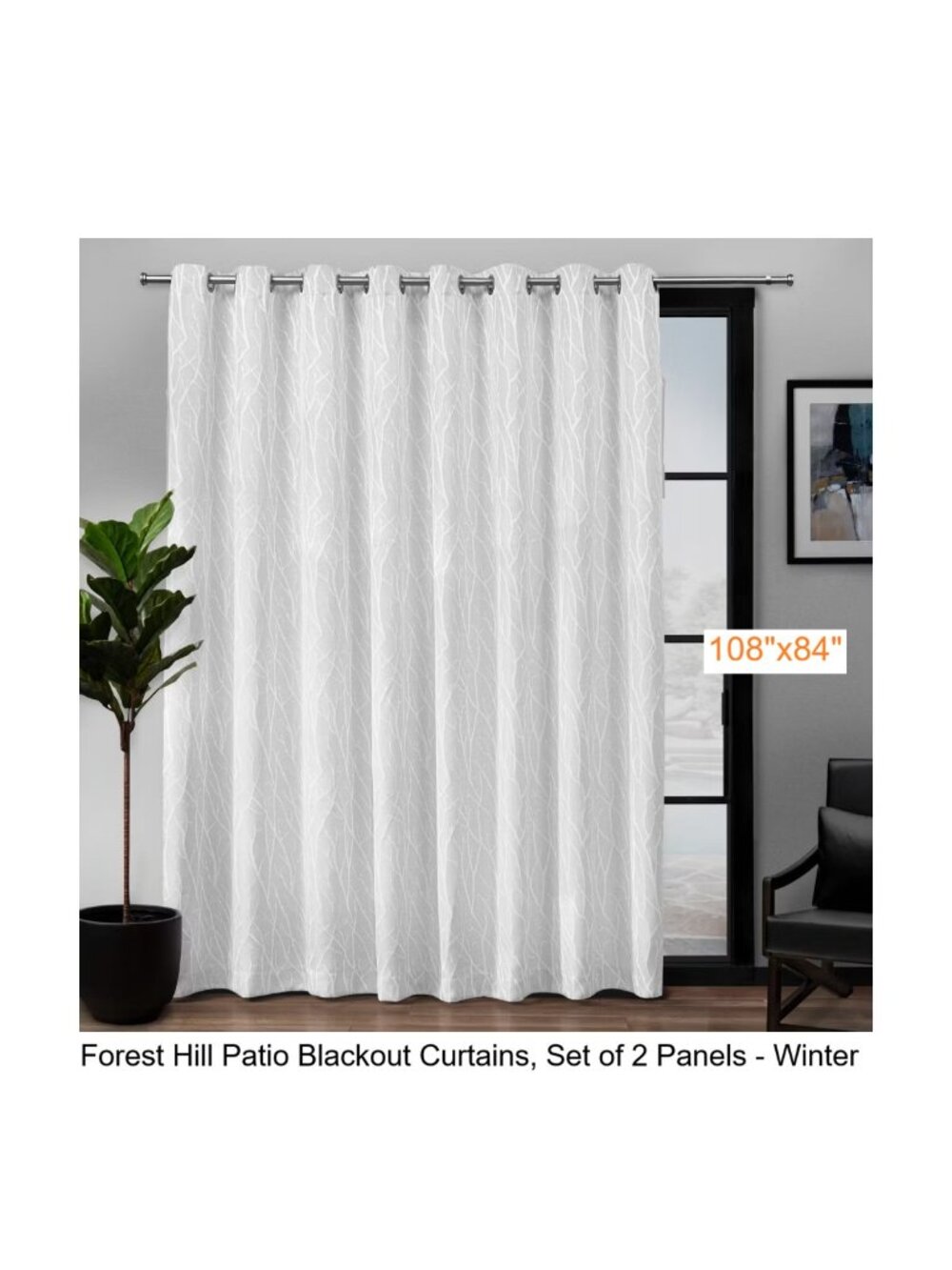 Exclusive Home Brand Forest Hill Patio Blackout Curtain 108" x 84" Winter 2-Pack